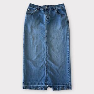 Cato Embroidered Denim Maxi Skirt